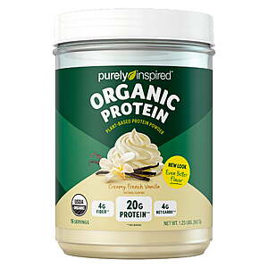 Purely Inspired Organic Plant Protein Powder,French Vanilla,22g Protein,1.35lb 19 servings - $17.97
