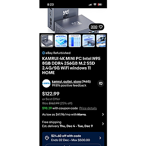 eBay:Certified Refurb Mini PC N95/N100 around $100,many others $98.39