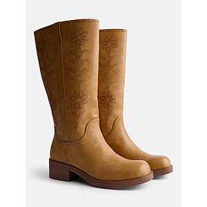 No Boundaries Women's Floral Embroidered Square Toe Block Heel Boots $27 + Free Shipping w/ Walmart+ or on $35