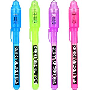 4-Count KERRT Invisible Ink Pen with UV Light Secret Message Pen for Kids $4.19 + Free Shipping w/ Prime or on $35