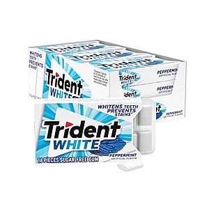 Select Accounts:9-Pk 16-Pc Trident White Sugar Free Gum (Peppermint) $4.95 w/ S&S