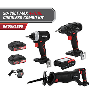 Hyper Tough 20V Brushless 4-Tool Combo Kit with 2 Batteries $89