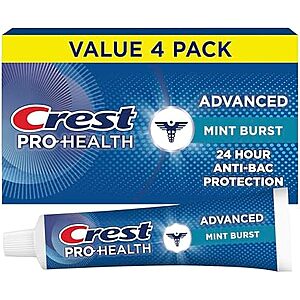 SnS,AC] $21.98 | 2 × 4-Pack 5-Oz Crest Pro-Health Advanced Antibacterial Protection Toothpaste (Mint) ($10.99 each) at Amazon ($2.75 each
