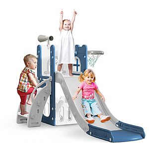LulliSpace 6-in-1 Toddler Playset w/ Slide,Basketball Hoop,Telescope & Storage Space $47.60 + Free Shipping