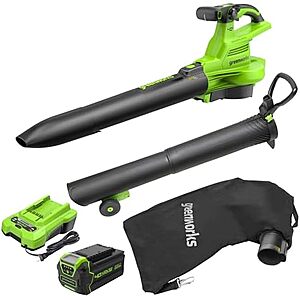 149.99 | Greenworks 40V Leaf Blower / Vacuum,505 CFM,5.0 Ah Battery and Charger at Amazon