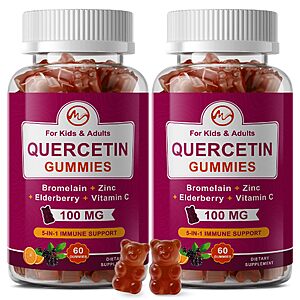 PRIME MEMBERS:M inch Quercetin Gummies with Bromelain,Elderberry,Zinc and Vitamin C - Chewable Quercetin 100mg Supplement,2 Pack $9.79 AC and Subscribe and Save