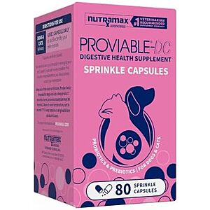 NEW,SnS,AC] $26.24 | Nutramax Proviable Probiotics + Prebiotics,for Dogs & Cats,Capsules,80ct at Amazon