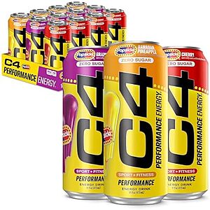 12-Pack 16-Oz C4 Energy x Popsicle Variety Pack Carbonated Sugar Free Performance Drink (Grape,Hawaiian Pineapple & Cherry) $12.92 w/ S&S + Free Shipping w/ Prime or on $35