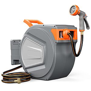 65' OLIXIS Automatic Retractable 1/2" Garden Hose Reel,Heavy Duty Wall Mounted Water Reel w/ 9 Pattern Nozzle $64.97 + Free Shipping