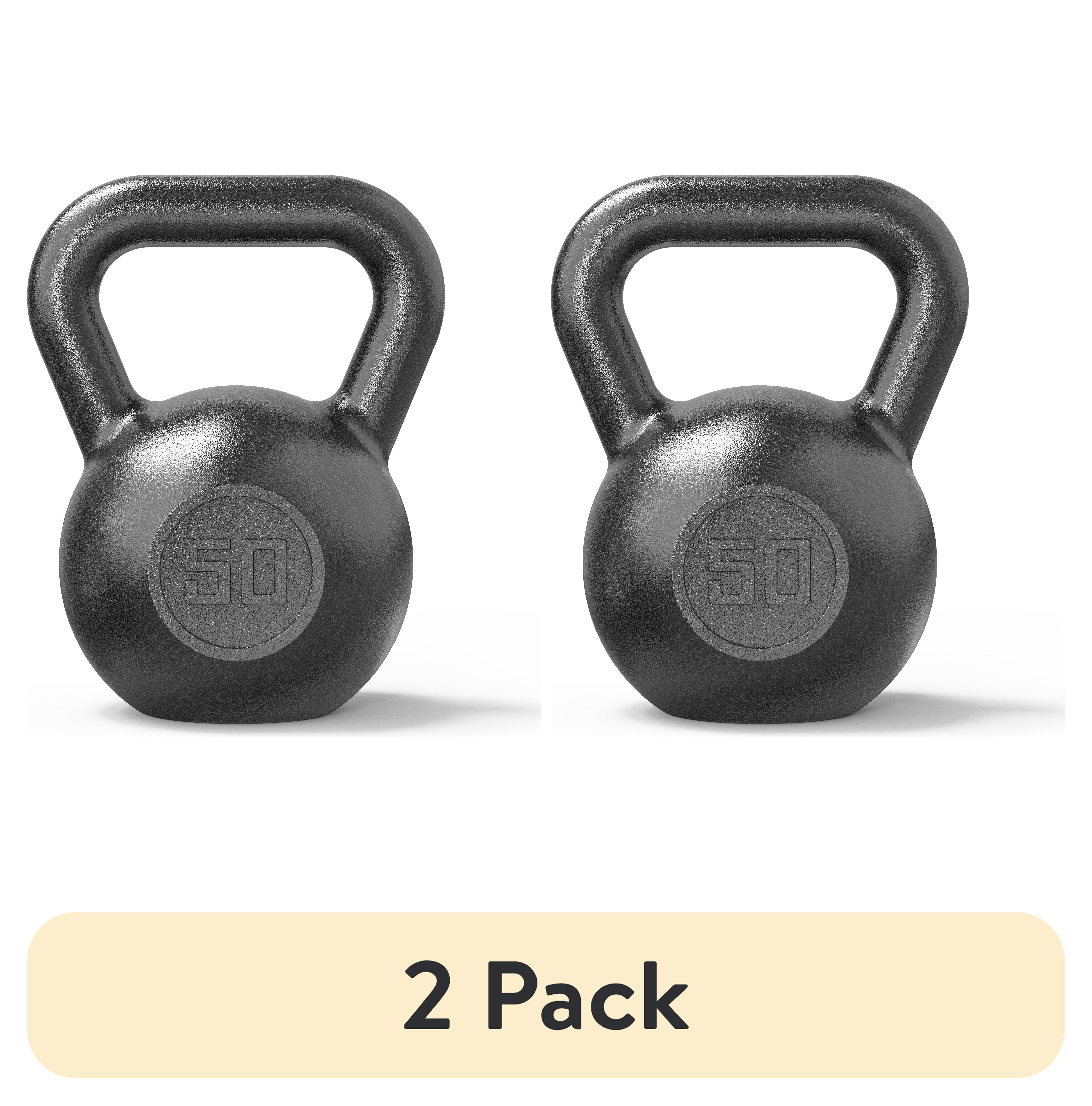 2 pack) Athletic Works 50lb Kettlebell,Casting Iron,Durable Black Hammertone Finish,Black