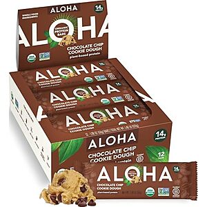 Select Accts:12-Ct 1.98-Oz Aloha Plant-Based Protein Bars (Choc Chip Cookie Dough) $14.30 w/ S&S