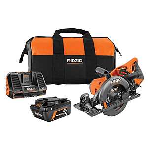 YMMV Ridgid 18V Brushless Cordless 7-1/4 in.Rear Handle Circular Saw Kit with 8.0 Ah MAX Output Battery,18V Charger and Bag $185