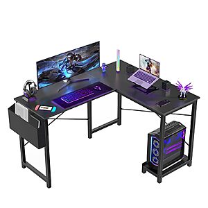 50" Sweetcrispy L-Shaped Computer Desk w/ CPU Stand & Side Bag (Black) $45.95 + Free Shipping at Amazon