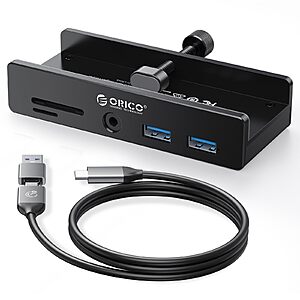 ORICO USB Hub 3.0,Clamp USB Hub with Extra Power Port,Aluminum USB C Adapter with 2 USB-A Data Ports $16.19 After Code