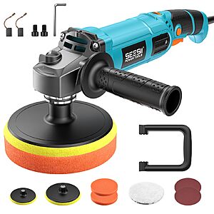 SEESII 1600W 6"/7" Corded Variable Speed Rotary Car Buffer Polisher w/ Detachable Handles,Various Pads & Accessories $29.99 + Free Shipping w/ Prime or on $35