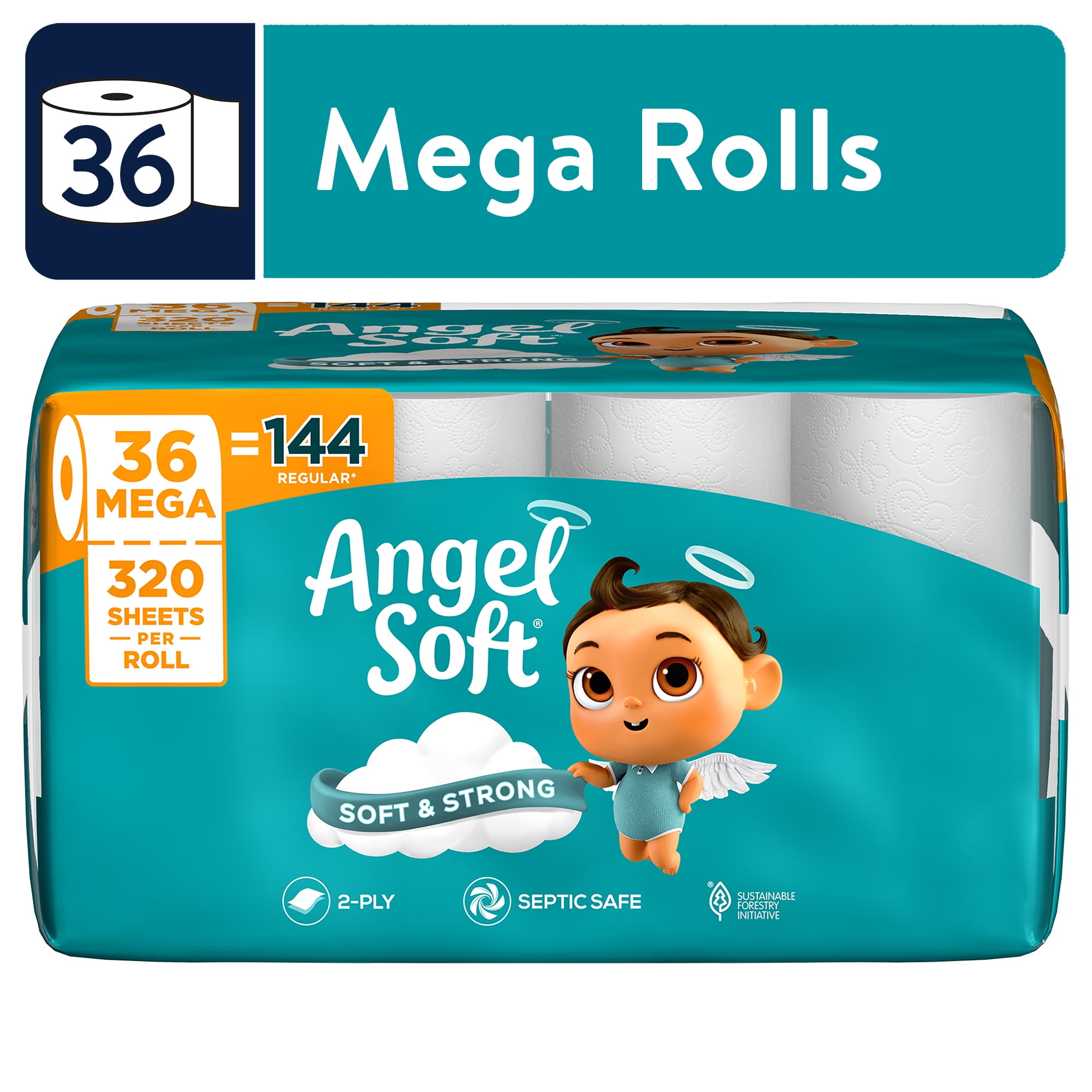 21.27 FS Walmart+ or Pick Up Angel Soft 2-Ply Toilet Paper,36 Mega Rolls = 144 Regular