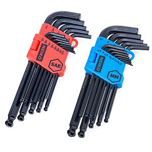 NEIKO 01103A Metric and Standard Allen Wrench Set,26 Piece Ball End Hex Key Set,Long,1.27mm to 10mm & 0.05” to 3/8" Free Shipping w/ Prime or on orders $35+ | $12.3