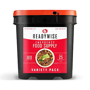 ReadyWise Emergency Food Supply Freeze-Dried Bucket 100 Serving $64.99