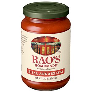 12.3-Oz Rao's Homemade Pizza Sauce (Arrabbiata,Margherita or Classic) 2 for $5