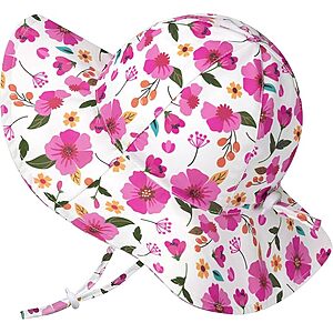 HONGTEYA Baby Girls’ UPF 50+ Adjustable Wide-Brim Flower Sun Hat w/ Chin Strap (0–6 Months) $2.79 + Free Shipping w/ Prime or on $35