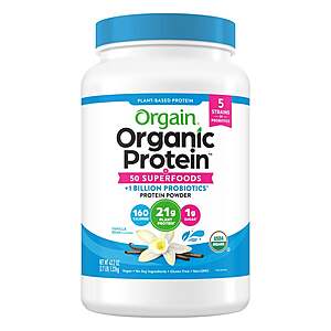 Costco Members:Orgain Organic Protein and Superfoods Plant Based Protein Powder,Vanilla Bean or chocolate fudge $27