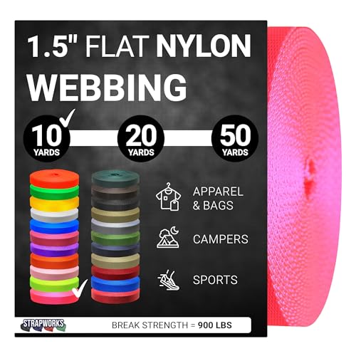Strapworks 1.5 Inch Heavy Duty...g and More,10 Yards,Hot Pink