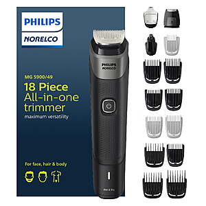 Philips Norelco Multigroom Series 5000 18 Piece,Beard Face,Hair,Body and Intimate Hair Trimmer For Men - $33.96