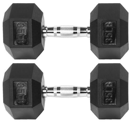 Fitvids Rubber Coated Dumbbell...ining,Anti-Roll Hex Dumbbells