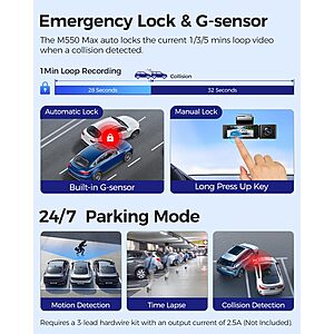 AZDOME M550 Max 3 Channel WiFi Dash Cam (4K+2.5K+1080P) $70 + Free S/H