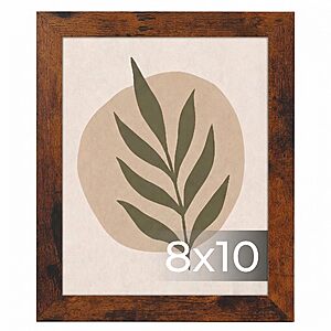 Giftgarden 8x10 Picture Frame Rustic Brown,Wide Wood Photo Frame with Shatter-Resistant Plexiglass 1 Pack $4 AC + Free Shipping