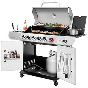 Royal Gourmet SG6002 Classic 6-Burner 71000-BTU LP Gas Grill with Sear Burner and Side Burner,Stainless Steel $329.99