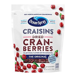 3-Lb Ocean Spray Craisins Dried Cranberries $5.35 w/ Subscribe & Save