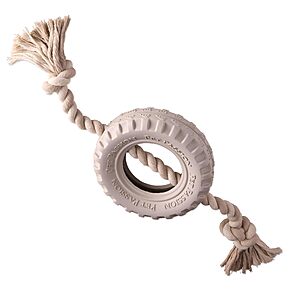 Pet Passion Natural Rubber Tire & Organic Cotton Rope Pull Dog Toy (Black,Small) $8.40 + Free Shipping w/ Prime or on $35