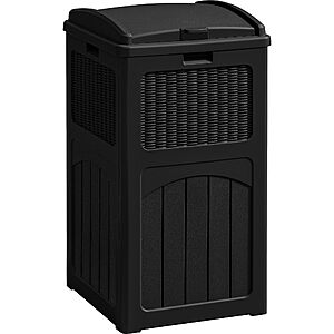 37.99:Greesum 33 Gallon Outdoor Trash Can with Lid,Waterproof Garbage Bin,Black at Amazon