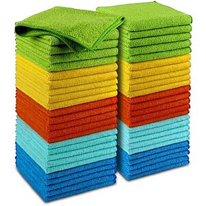 SnS] $12.10* | 50-Count 12"x12" AIDEA Microfiber Cleaning Cloths (Multicolor Pack) at Amazon