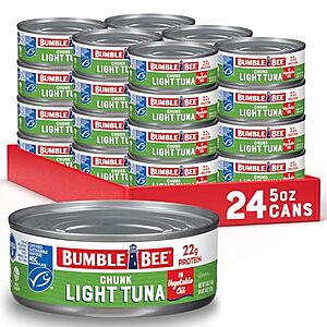 SnS,AC] $13.37* | 24-Pack 5-Oz Bumble Bee Chunk Light Tuna In Oil at Amazon