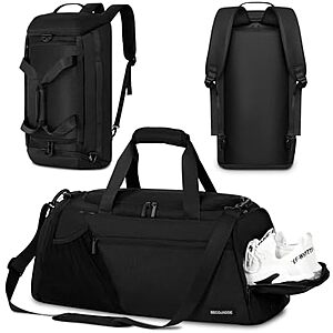 AC] $18.29* | 40L BECOJADDE 5-in-1 Convertible Gym Duffle Bag w/ Shoe & Wet Compartment at Amazon