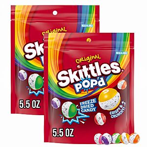 2-Pk 5.5-Oz SKITTLES POP'd Originals Freeze Dried Candy $3.70 w/ S&S