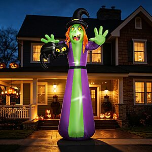 12 FT Giant Halloween Inflatables Witch Outdoor Decoration-Huge Blow Up Spooky Witch Grabbing Black Cat with Built-in LEDs $29.99