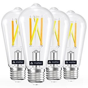 4-Pack Linkind Matter Smart ST19 Vintage Edison LED Light Bulbs (E26,Tunable White) $16.99 + Free Shipping