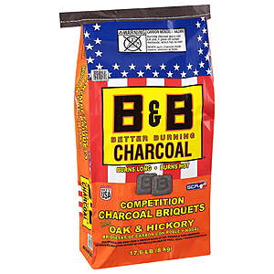 9.97 Free Walmart+ Ship or Pick Up B&B Charcoal Competition Oak Charcoal Briquets 17.6 Pound