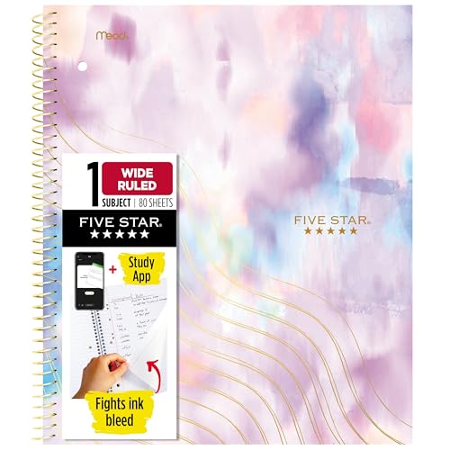 Five Star Spiral Notebook + St...,Pastel Tie Dye (930210F-ECM