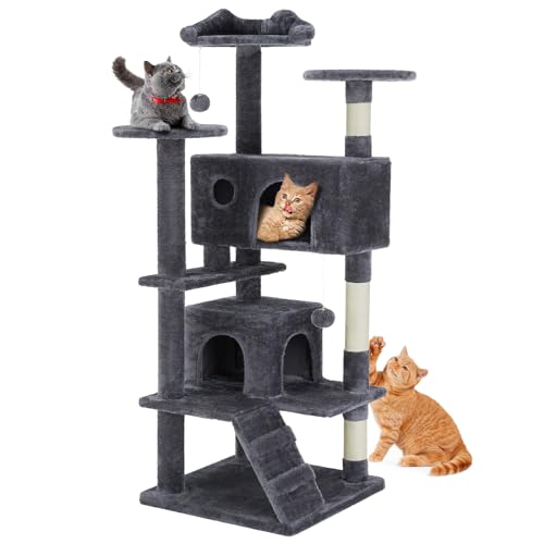 DUMOS 54-inch Indoor Cat Tree...or Cats of All Ages,Dark Grey