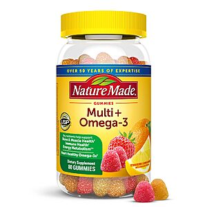 80-Count Nature Made Multivitamin + Omega-3 Multivitamin Gummies (Strawberry/Orange/Lemon) $5.99 w/ S&S + Free Shipping w/ Prime or on $35
