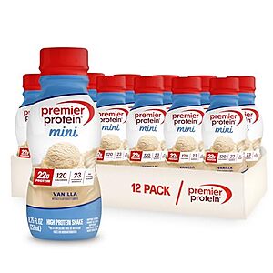 SnS,AC] $17.08 | 12-Pack 8.75-Oz Premier Protein MINIs 22g Protein Shake (Vanilla) at Amazon