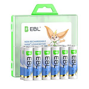 EBL Lithium AA Batteries 12 Pack,Longest Lasting 3700mAh 1.5V Non-Rechargeable,Upgraded Super Ⅲ AA Lithium Batteries for Blink Camera,Doorbell,Smart Lock Deadbolt $16.99