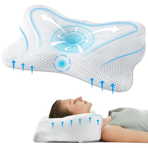 DUMOS Cervical Neck Pillow,Co...Side,Stomach Sleepers,White