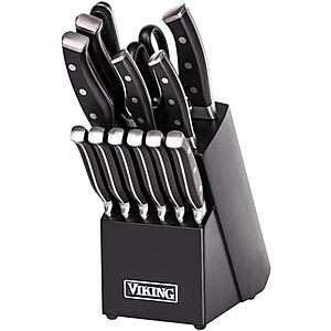 199.99 | 14-Piece Viking German Steel Knife Block Set at Amazon