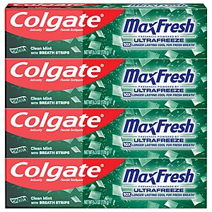 Select Accts[AC,S&S] 4 Pack 6.3 oz Colgate MaxFresh Clean Mint Toothpaste $6.49 + Free S&H w/ Prime or $35