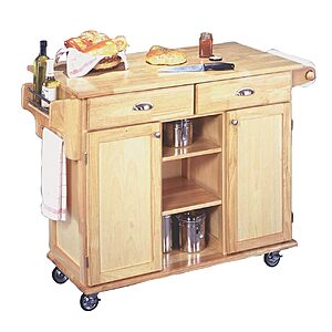 109.63:Homestyles General Line Natural Wood Mobile Kitchen Cart(24"D x 49.75"W x 35.25"H) at Amazon
